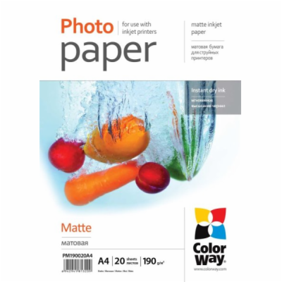 COLORWAY fotopapír/ matte 190g/m2, A4/ 20 kusů