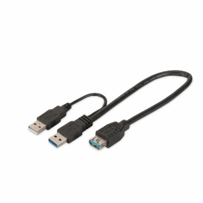 Digitus USB 3.0 Y-adapter cable, type 2xA - A M/M/F, 0.3m...