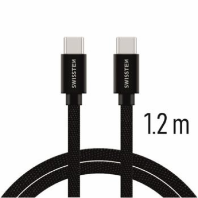 Swissten Datový Kabel Textile USB-C / USB-C 1,2 M Černý