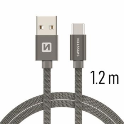 Swissten Datový Kabel Textile Usb / Usb-C 1,2 M Šedý