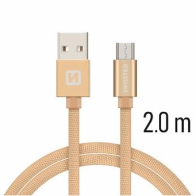 Swissten Datový Kabel Textile Usb / Micro Usb 2,0 M Zlatý