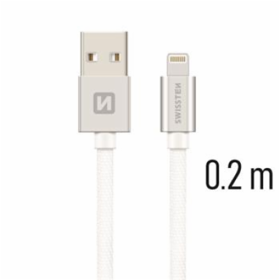 Swissten Datový Kabel Textile Usb / Lightning 0,2 M Stříbrný