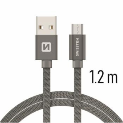 Swissten Datový Kabel Textile Usb / Micro Usb 1,2 M Šedý