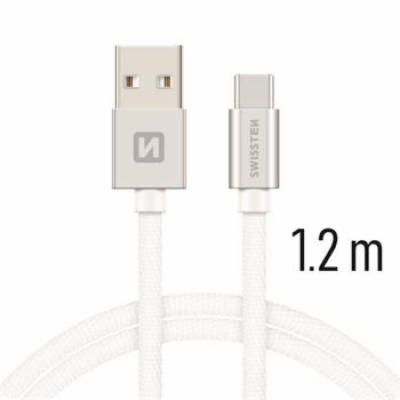 Swissten Datový Kabel Textile Usb / Usb-C 1,2 M Stříbrný