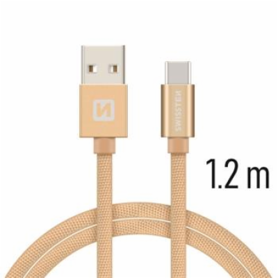 Swissten Datový Kabel Textile Usb / Usb-C 1,2 M Zlatý