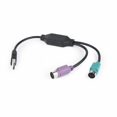 Gembird adaptér USB 2.0 (M) na PS/2, kabel, 0.3 m, černý