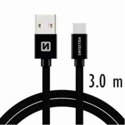 Swissten Datový Kabel Textile Usb / Usb-C 3,0 M Černý