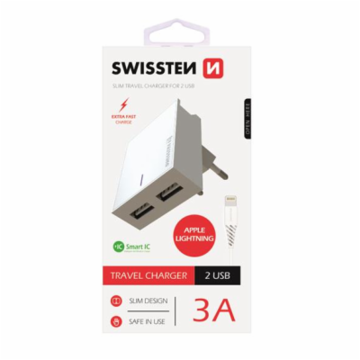 Swissten Síťový Adaptér Smart Ic 2X Usb 3A Power + Datový...