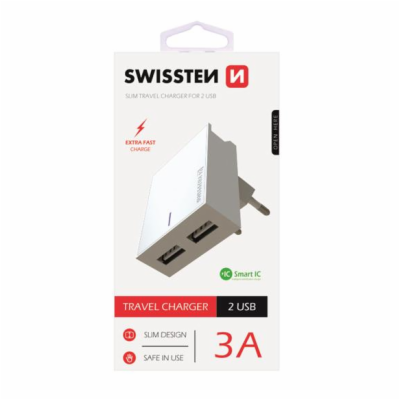 Swissten Síťový Adaptér Smart Ic 2X Usb 3A Power Bílý