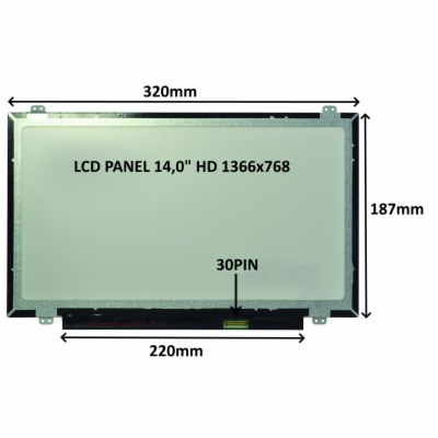 SIL LCD PANEL 14,0" HD 1366x768 30PIN MATNÝ / ÚCHYTY NAHO...