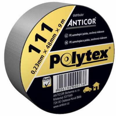 Anticor Polytex 111 48 mm x 9 m stříbrnošedá Páska textil...