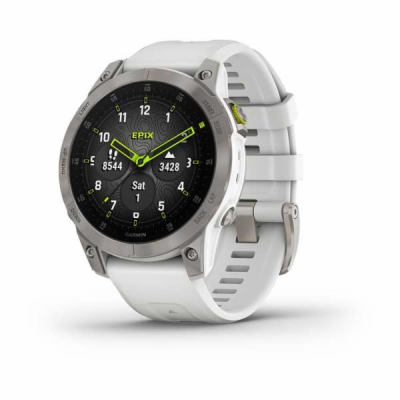 Garmin epix Sapphire, Titan/White Silicone Band