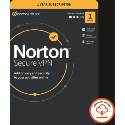 NORTON SECURE VPN  1 uživatel na 1 zařízení na 1 rok