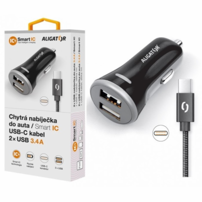 ALIGATOR Chytrá nabíječka do auta 3.4A, 2xUSB, smart IC, ...