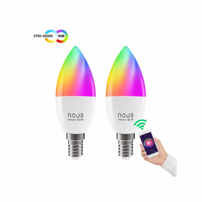 Smart LED žárovka E14 4,5W RGB NOUS P4/2pack WiFi Tuya sa...