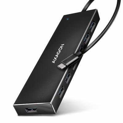 AXAGON HUE-F7C, 7x USB 3.2 Gen 1 ALU FLAT CHARGING hub, m...