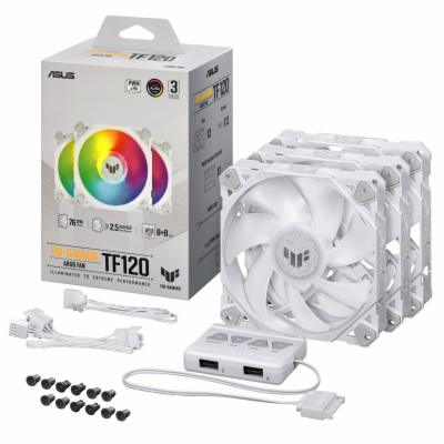 ASUS ventilátor TUF GAMING TF120 ARGB 3IN1 WHITE, 3x120mm...