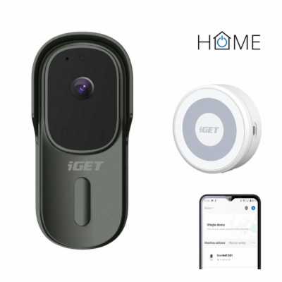 iGET HOME Doorbell DS1 Anthracite + Chime CHS1 White