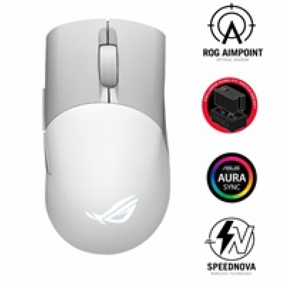 ASUS myš ROG KERIS WIRELESS AIMPOINT WHITE (P709), RGB, B...