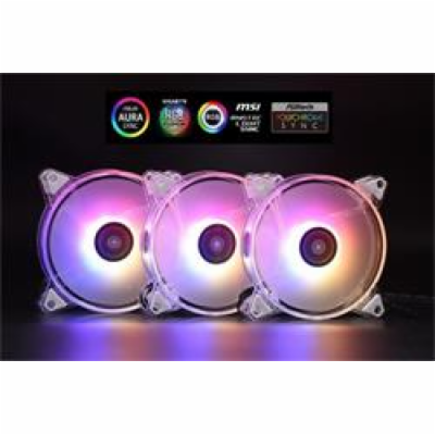 1stCOOL KIT AURA EVO CRYSTAL ARGB 3x Crystal White ventil...