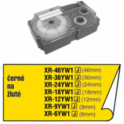 Páska do štítkovače Casio XR-18YW1, černá/žlutá, 18 mm