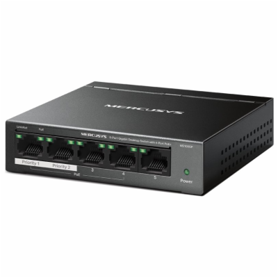 MERCUSYS switch MS105GP (5xGbE,4xPoE+,65W,fanless)