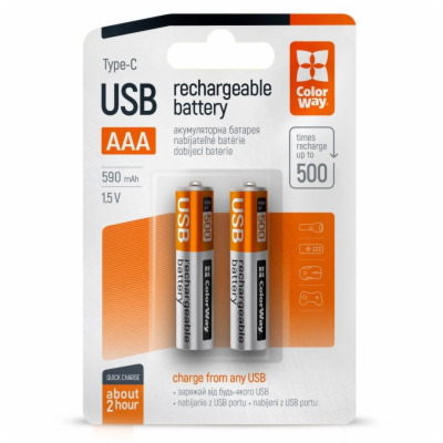 Colorway nabíjecí baterie AAA 590mAh/ USB-C/ 1.5V/ 2ks v ...