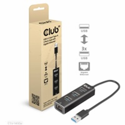 Club3D Rozbočovač, USB-A 3.2 Gen1 na 3x USB 3.1, Gigabit ...