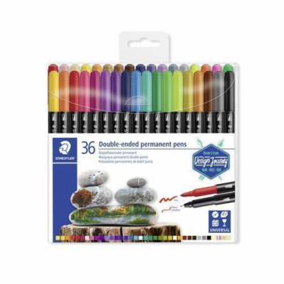 STAEDTLER Permanentní popisovače "Twin-tip", 36 barev, 0,...