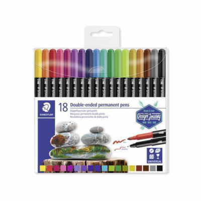 STAEDTLER Permanentní popisovače "Twin-tip", 18 barev, 0,...