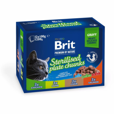 Brit Premium Cat Pouches Sterile Plate 1200 (12x100g) kap...