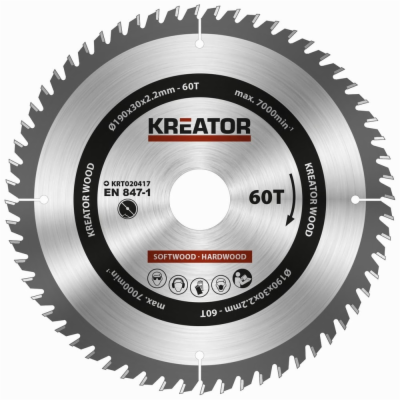 Kreator KRT020417 - Pilový kotouč na dřevo 190mm, 60T