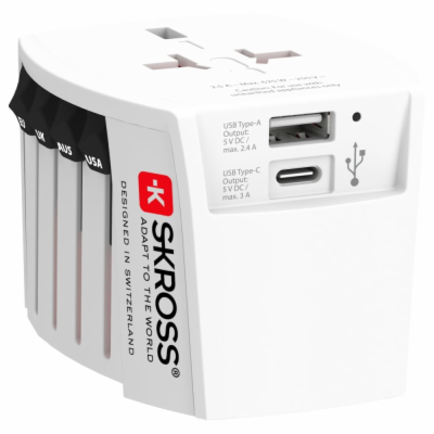 SKROSS cestovní adaptér MUV USB, USB A+C, univerzální pro...