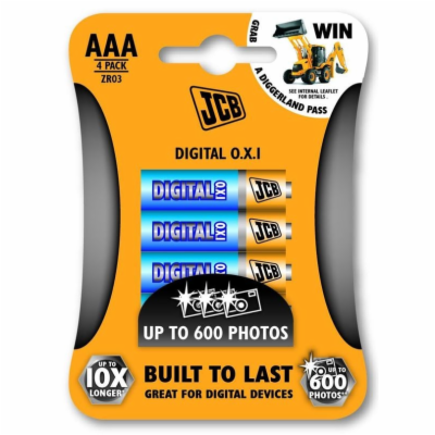 JCB OXI DIGITAL alkalická baterie LR03, blistr 4 ks