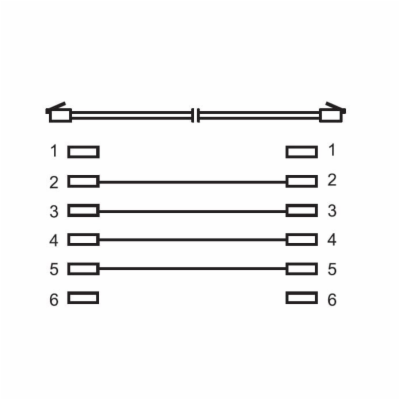 Kabel telefonní rovný 6P4C plug - 6P4C plug 3m - černý