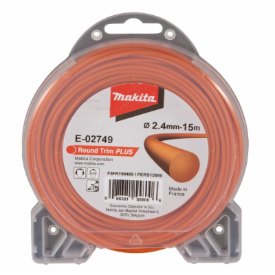 Makita struna nylonová Plus 2,4mm, 15m, oranžová, kulatá