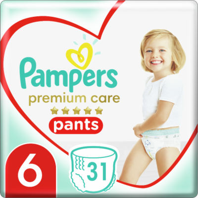 Pampers Plenkové Kalhotky Premium Care Velikost 6, 31 Kus...