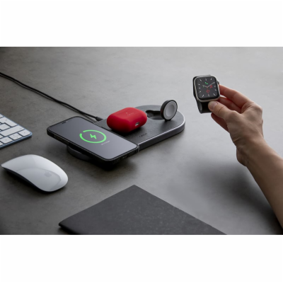 Epico Wireless Charging Base 3in1 černá PU kůže- space gr...