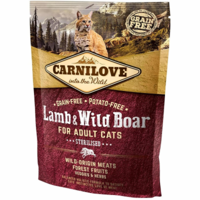 Carnilove Lamb & Wild Boar for Adult Cats – Sterilised 40...