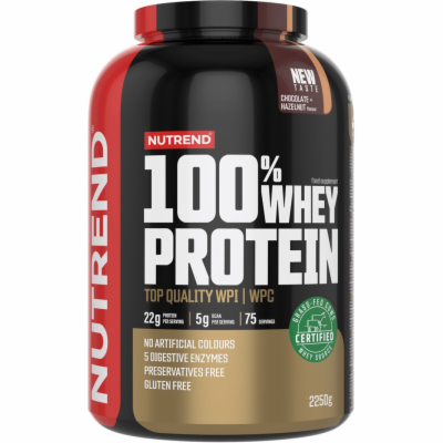 Nutrend 100% WHEY protein 2250 g, čokoláda + lískový ořech