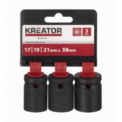 Kreator KRT095100 - 3ks nástrčných hlavic 17-19-21mm 1/2"