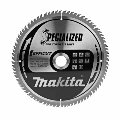 Makita B-67240 TCT pilový kotouč Efficut 260mmx30mmx80T