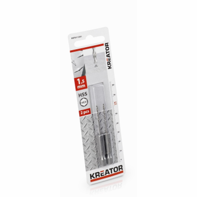 Kreator KRT011301 - 2 ks HSS Vrtáků do kovu HEX 1.5 x 61 mm