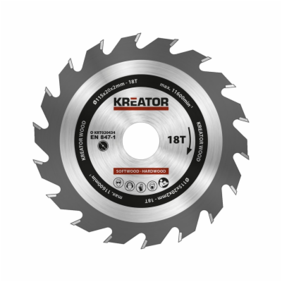 Kreator KRT020434 - Pilový kotouč na dřevo 115mm, 18T