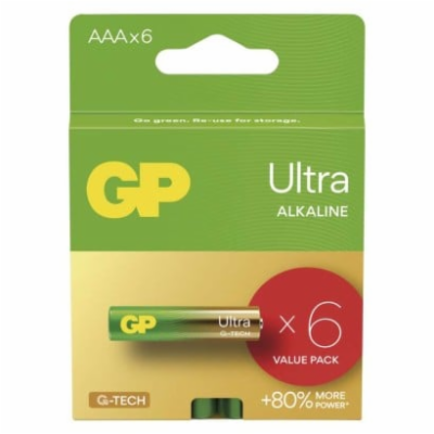 GP alkalická baterie ULTRA AAA (LR03) 6pack