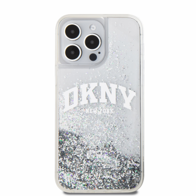 DKNY Liquid Glitter Arch Logo Zadní Kryt pro iPhone 15 Pr...