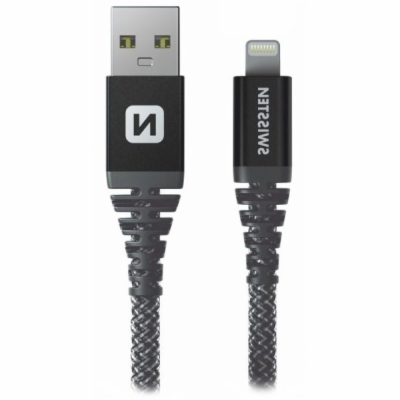 Swissten datový kabelkevlar usb / lightning 1,5 m antracit