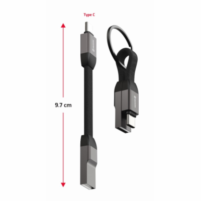 SWISSTEN MAGNETICKÝ KEYCHAIN KABEL USB-A / USB-C 9,7 CM