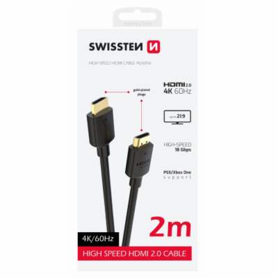 SWISSTEN KABEL HDMI NA HDMI 4K 60Hz 2,0 M PVC