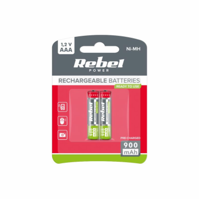 Baterie AAA (R03) nabíjecí 1,2V/900 mAh REBEL blistr